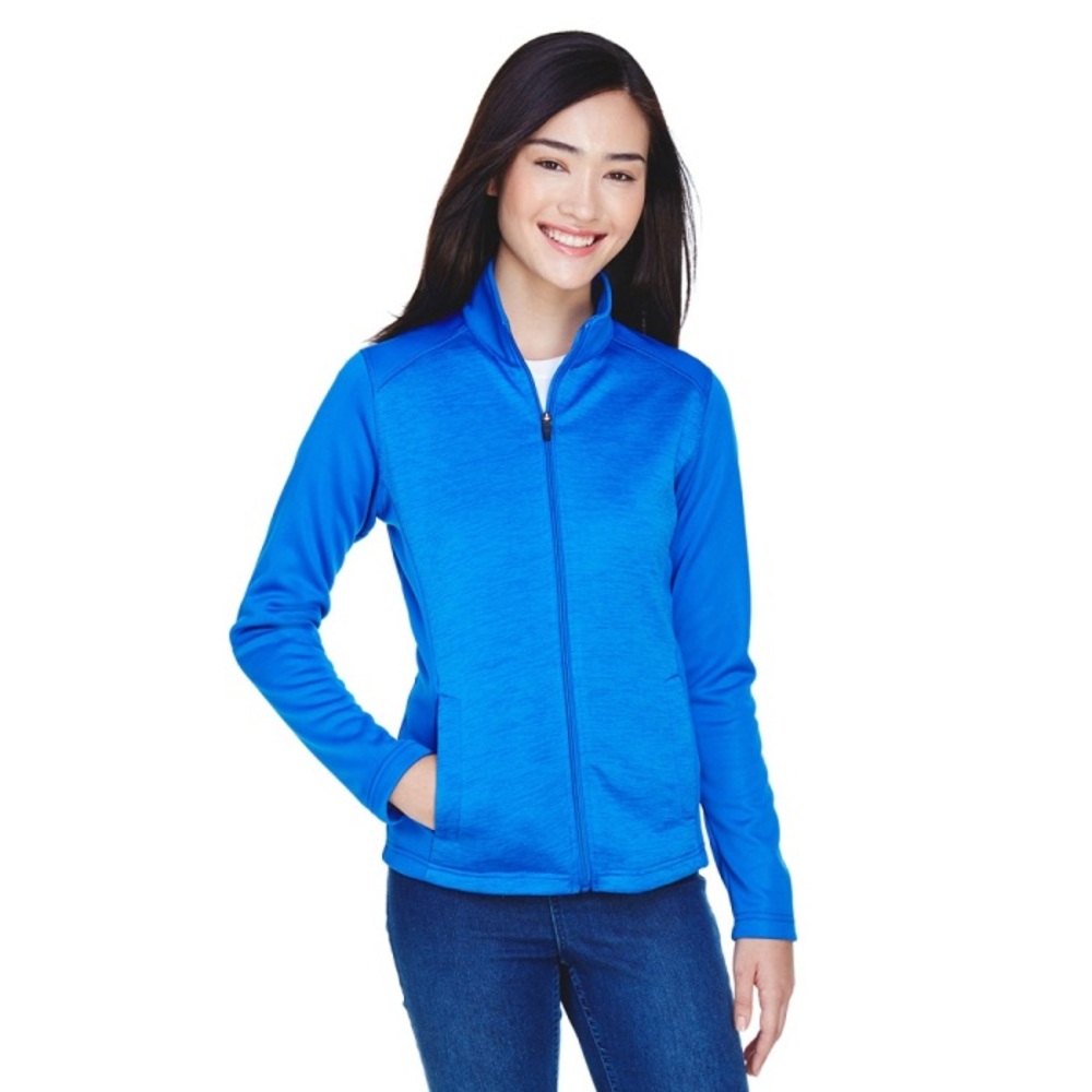 Women’s Colorblock Melange Performance Full Zip Fleece Jacket-Royal Blue
